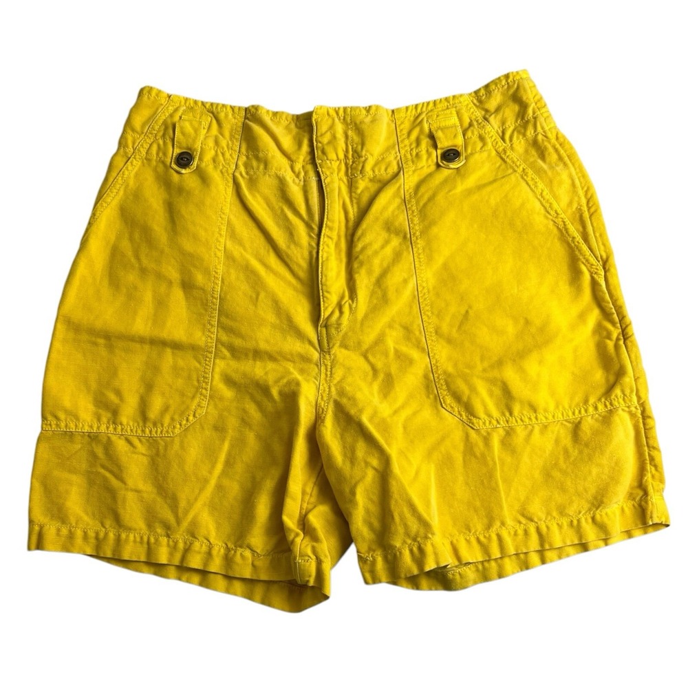 Sundance Womens 6 Yellow Cotton Linen Blend High Rise‎ 5" Inseam Shorts